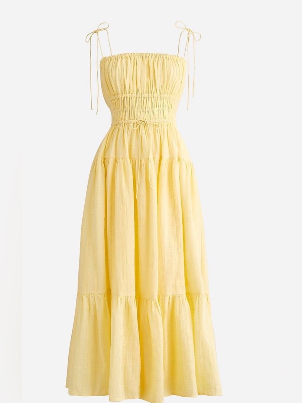 J.Crew Clio Dress in Yellow Cotton Gauze Tiered MIDI , size M